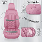 Car Seat Covers for Genesis GV70 2022-2025 2026, Full Set Premium Nappa Leather Waterproof Breathable Anti-Slip Airbag Compatible Car Seats Protector, Soft Car Interior Seats Cover (Pink)