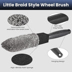 3Pcs Wheel Brush, Tire Brush with Little Braid Bristles Design, Durable Rim Brush & Car Wheel Brushes, Car Detailing Brush for Cars, Trucks, RVs, Motorcycles, Room, Corner
