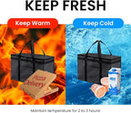 NZ home Insulated Bags for Food Delivery (2XL) Grocery Shopping Cooler Bag, Pizza Delivery, Hot & Cold Catering Tote, Reusable, Foldable & Heavy Duty (Red)