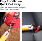 2-in-1 Dog Car Seatbelt Leash & Walking Lead - Heavy Duty 70CM Nylon Rope Leash with Secure Vehicle Buckle for Small Medium Large Dogs, for Travel, Walking, Training
