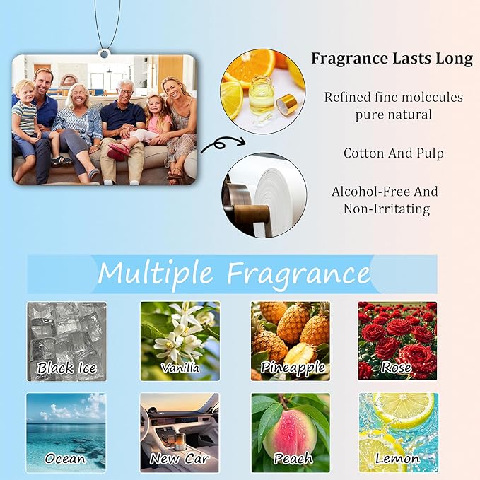 10-1000 Pcs Custom Air Fresheners with Picture - Double Sided Personalized Car Air Freshener with Photo & Logo, Hanging Auto Accessories & Custom Gifts for Branding Business Events (Horizontal)