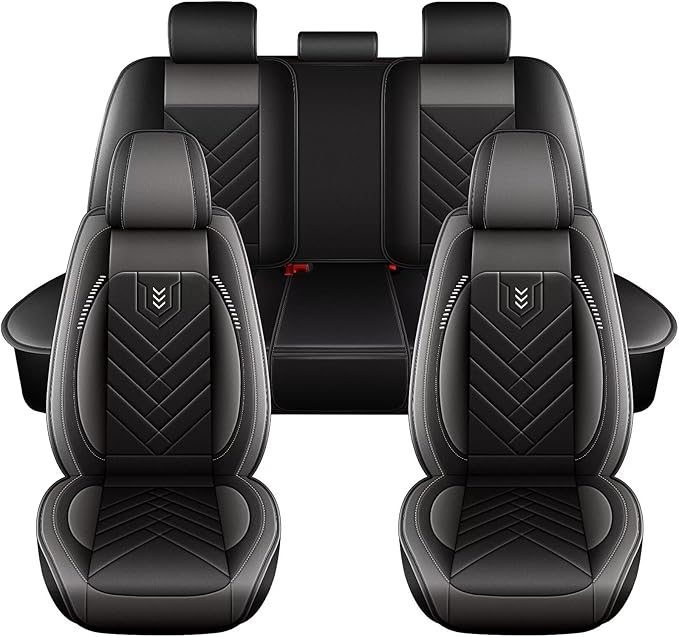 AOMSAZTO Car Seat Covers Fit for Subaru Legacy 1995-2024 2025 2026 Full Set Premium Seat Covers Waterproof Leather Automotive Seat Cushion Protector Compatible with Airbag(5 Seats,Grey)