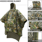Poncho Liner Hoodie with Pocket Insulated Military Sleeping Bag Water Resistant for Outdoor Camping Travel Survival Hunting Car Emergency