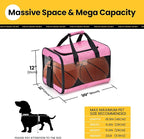 Dog Carrier Soft Sided, Large Cat Carrier with Inner Safety Leash, Pet Transport Carrier for Large Cats and Medium Dogs up to 20 Lbs, Collapsible Travel Puppy Carrier Bag -Pink L