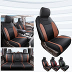 Red Rain Black and Orange Leather Seat Covers Custom Fit for 2019-2020 Ford F150 Raptor Waterproof Auto Seat Cushion Cover (Raptor-Black+Orange-2019/2020)
