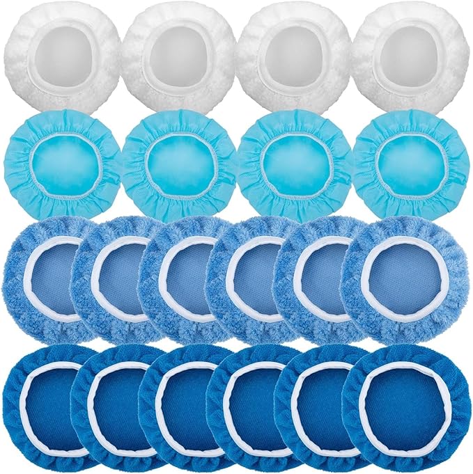 20PCS Car Orbital Buffer Polisher Pad Bonnet Set, 7-8 Inch Polishing Buffing Pads Bonnet Buffing Pad Cover, Microfiber Buffer Pads, Polisher Pads, Car Accessories for Polishing, Waxing and Cleaning