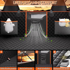 Back Seat Extender for Dogs - Large Space, Heavy-Duty Dog Car Seat Cover for Back Seat with Hard Bottom Holds 420lbs, Waterproof 600D Upgraded Material Dog Hammock for Car,Easy to Use and Clean(black)