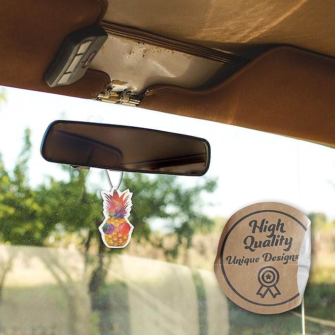 Fresh Fresheners Cute Funny and Aesthetic Car Air Fresheners 4-pack Scented With Premium Oils (Pineapple)