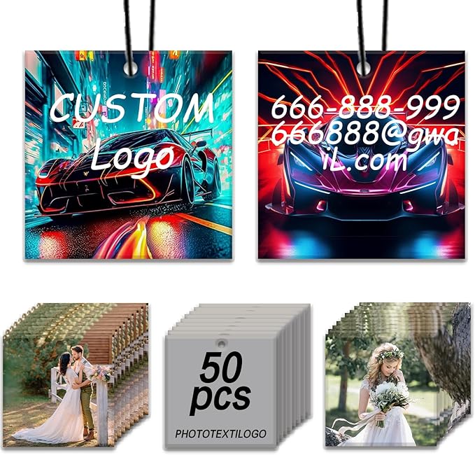 50/100Pcs Bulk Car Air Fresheners with Picture Photo Logo - Personalized Car Scents Air Freshener Personalized Gifts for Valentine's Day Birthday Anniversary.(50 Square)