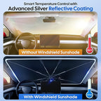 EcoNour Umbrella Windshield Sun Shade for Car | Foldable Umbrella Sun Shield | UV & Heat Protection for Front Window Shade with Storage Pouch | Fits Coupe, Sedan & Hatchbacks | Small 52"x31"