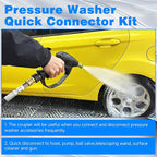 3/8 Inch NPT Pressure Washer Adapter Set, 12-Piece Stainless Steel Internal Thread Quick Connector Kit - 3/8" NPT Female Thread Quick Connect Hose Fittings, 5000 PSI