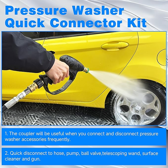 3/8 Inch NPT Pressure Washer Adapter Set, 12-Piece Stainless Steel Internal Thread Quick Connector Kit - 3/8" NPT Female Thread Quick Connect Hose Fittings, 5000 PSI