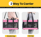 Cat Carrier Airline Approved, Soft-Sided Dog Carrier with Inner Safety Leash, Pet Transport Carrier for Small-Medium Cats Puppies up to 15 Lbs, Collapsible Travel Kitten Carrier Bag -Pink M