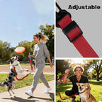 Bicycle Dog Leash for Riding, Hands Free 150° Rotating Built-in Shock Absorber Bike Retractable Leashes for Cycling, Elastic Nylon Adjusted Car Holder Seat Belt Rope (Red)