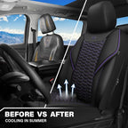 CAR PASS 3D Foam Mesh Leather Car Seat Covers Front Seats,Breathable Mesh Front Seat Covers for Women,Universal Fit for Cars SUV Truck Sedan Van Automotive,Armrest Airbag Compatible,Black and Purple