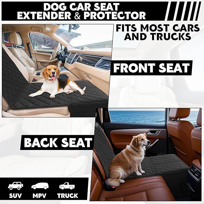 HOMBYS Back Seat Extender for Dogs,Dog Car Seat Cover with Storage Car Organizer,Dog Car Seat Extender with Storage for Front or Back Seat,Waterproof Scratch Proof Cover for Cars Trucks and SUVs,Small