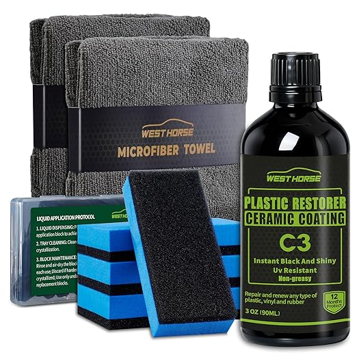 90ml Ceramic Plastic Restorer - Car Trim Restorer Kit with 12-Month UV Protection, 3 fl oz Professional Grade