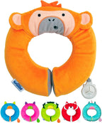Trunki Kid's Travel Neck Pillow and Chin Rest | Support Sleepy Heads in The Car Seat, Plane, Bike or Pram | Yondi Small Mylo Monkey (Orange)