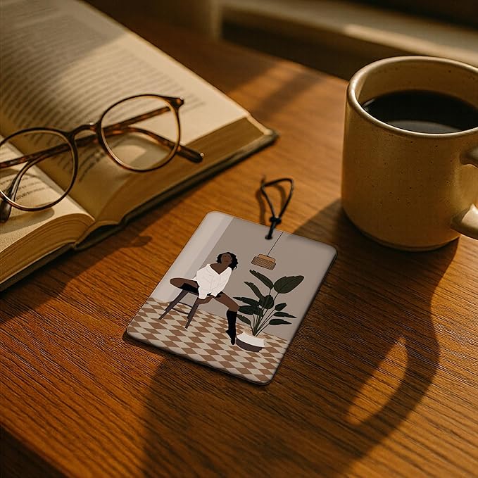 Boho Black Women Reading Car Air Freshener 4 Pcs, Book Lover Gifts Air Freshener Hanging for Cars Books Closet Drawer, Boho Neutral Car Accessories Gifts for Black Women Girls