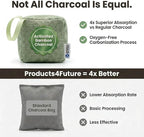 4 pack Naturally Activated Bamboo Charcoal Air Purifying Bags | Natural Home Deodorizer Bag | Charcoal Bag Odor Absorber For Pets | Odor Eliminator & Moisture Absorber Air Freshener Bag (100g Cube)