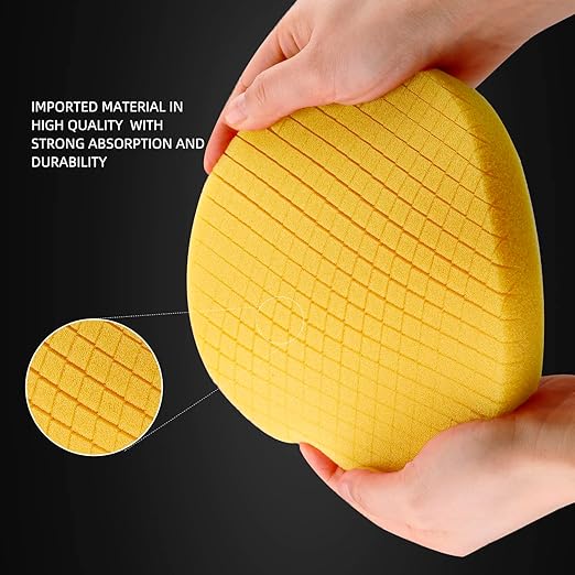 Yellow T80 High-Cut Foam Polishing Pad, 1Pc 6.5 Inch Buffing Polishing Pads for 150mm Backing Plate Compound Buffing Sponge for Car Buffer Polisher Compounding, Polishing and Waxing -FPTSS6Y