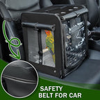 Suertree Bird Carrier with Seat Belt for Car Travel, Bird Backpack Carrier with Indestructible Stainless Steel Mesh, Large Bird Carrier Travel Cage, Black