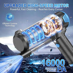 KMM Handheld Car Vacuum Cleaner, 16000PA Air Duster & Vacuum Cleaner, 120W High Power Hand Held Vacuum Cordless, Portable Vacuum Rechargeable with Multi-Nozzles & LED Light for Car, Home, Pet, Office