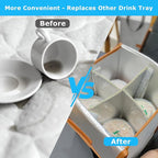 4 Cup Drink Carrier with Handle, Reusable Insulated Cooler Drink Caddy for Car Cup Holder, Foldable Coffee Carrier Bag with Adjustable Dividers, Portable for Car, Travel, Picnic Party, Food Delivery