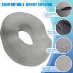 BlissTrends Donut Pillow Seat Cushion, Donut Chair Cushions for Postpartum Pregnancy & Hemorrhoids, Tailbone Pain Relief Cushion, Lifting Cushions for Office & Home Chairs (Light Grey, X-Large)
