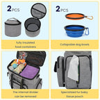 Modoker Dog Travel Organizer with 2 Collapsible Bowls for Supplies & Accessories, Airline Approved Dog Tote Pet Travel Bag with 2 Travel Food Container