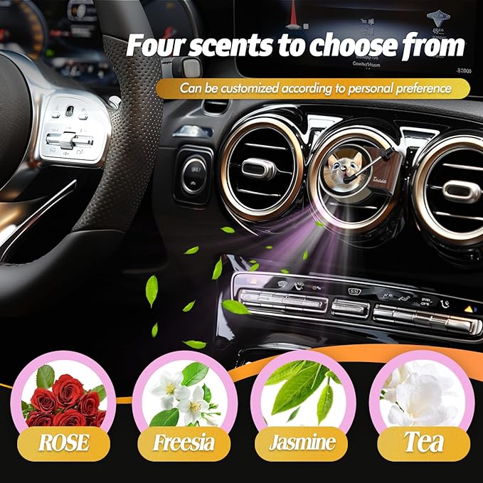 Personalized Custom Car Air Freshener, Double Sided Custom Photo, Record Player Shaped Fragrance Vent Clip, Unique and Cute Car Interior (Customize, Hanging C)