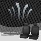 2 Pack Universal Car Seat Cover with Breathable Mesh Backrest,Comfortable Car Seat Protector with Foam Padding and Retaining Buckle,Highly Elastic Car Seat Covers Full Set (Black)