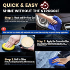 Car Wax Polish Ceramic Coating Carnauba Wax Extra Gloss Paint Sealant Polishing Long Lasting Shine Hydrophobic for Cars, Trucks, SUVs, RVs with Microfiber Towel & Applicator Pad - 3.5oz/100g