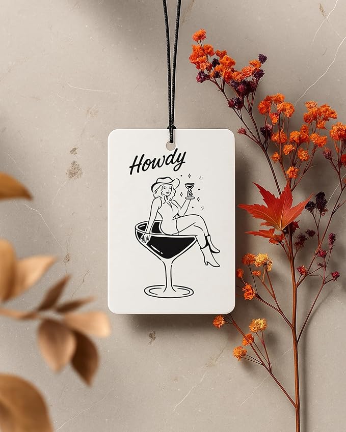 Coquette Black Bow Western Car Air Freshener 4 Pcs Coconut Scented, Preppy Martini Cowgirl Car Accessories Mirror Decor for Women, Girly Hanging Air Freshener for Cars Closet Drawer Books