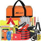 Nilight Car Emergency Kit with Jumper Cable Air Compressor Tire Repair Essential Tools First Aid Alligator Connector Electrical Kit for Travel Camping Outdoor Cars Truck SUV RV