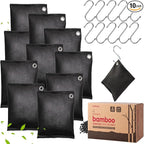 Activated Charcoal Odor Absorber, Odor Eliminator for Strong Odor,Bamboo Charcoal Air Purifying Bags for Home Car Closet Pet, Smoke Room Deodorizer (10 x 60g, Unscented)