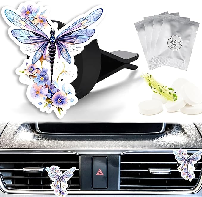 Cute Car Air Freshener Clips Dragonfly Car Vent Clips Dragonfly Cars Scents Cologne Air Conditioner Clip Auto Vent Interior Decoration Cars Accessories Dragonflys Gifts for Men Women,Friends