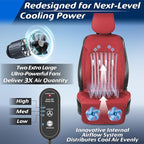 Paffenery 2025 Upgraded Cooling Car Seat Cover Front Seat, 12V-24V Ventilated Cooling Car Seat Cushion, Cooled Seat Cover for Car SUV Truck Universal Fit, Dark Red