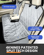 4Knines Dog Seat Cover for Back Seat, Heavy Duty Waterproof Rear Seat Protector for Small Trucks, SUV, Cars - Fits 60/40 Split Bench with Middle Seat Belt, Non-Slip Dog Backseat Cover (Regular, Black)
