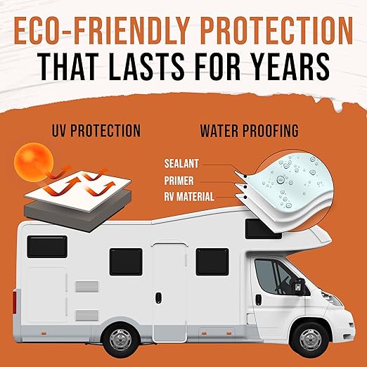 BEEST RV Roof Coating White, 1 Gallon Covers up to 50 sq ft (2 Coats), Solar Reflective & Waterproof Sealant| Elastomeric Leak Repair Coating, Liquid Rubber RV Roof Sealant for Trailers, Camper & More