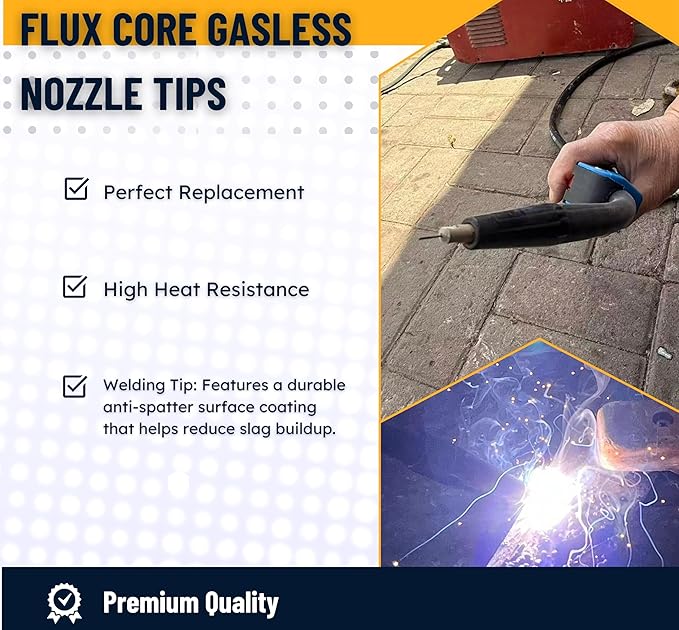 14pcs Flux Core Gasless Nozzle Welding Kit with Non-Stick Coating; Ceramic Welding Tips Replacement MIG Welder Accessories,Compatible with Lincoln,Eastwood and more (coated .030" Kit)