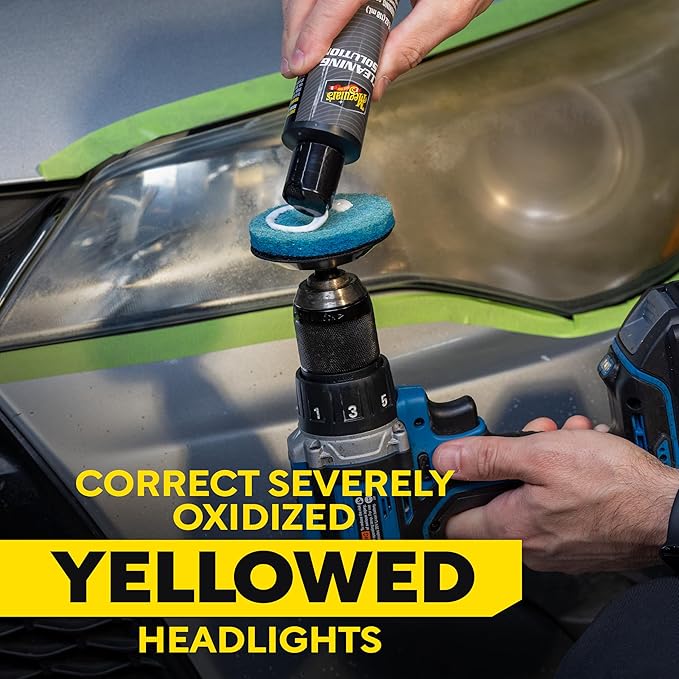 Meguiar's Heavy Duty Headlight Kit,This Headlight Restoration Kit Includes Headlight Cleaner, Ceramic Protection, Drill Backing Plate, Pads, & Towelettes, 18 Plus Months of Protection, Car Care Kit