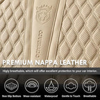 Coverado Front Seat Covers, Car Seat Covers Front Seats, Nappa Leather Seat Covers for Cars, Waterproof Seat Covers with Lumbar Support Universal Fit for Most Cars SUV Trucks (Front, Beige)