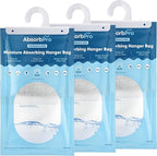 Moisture Absorbing Hanger Bag Fragrance Free - 3-Pack - 16 oz Hanging Dehumidifying Packs for Home, Kitchen, Bedroom, Bathroom, Closet, Small Rooms, Cars