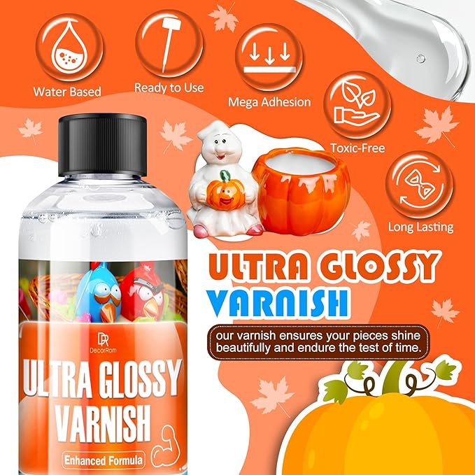 Air Dry Clay Glaze, 7oz Polymer Clay Glaze / Sealant High Gloss Varnish, Waterproof, Safe & Scratch Resistant for Clay, Painting, Ceramics, Wood Prevents Clay Cracking and Wear Remains Crystal Clear