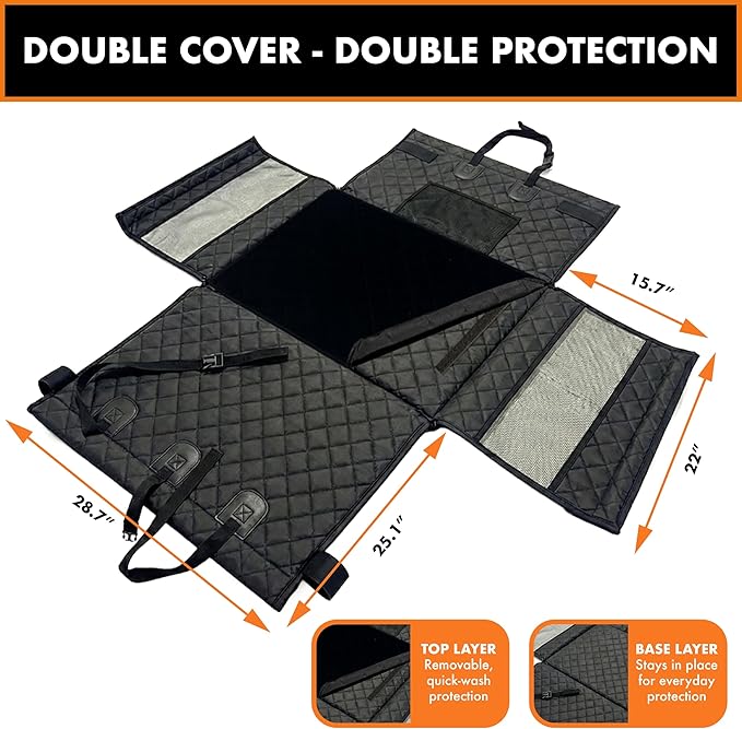YoGi Prime Half Hammock Dog Seat Cover for Back Seat - Waterproof Half Backseat Dog Cover, Space Saving Split Seat Design, Universal Fit & Heavy Duty Pet Restraint