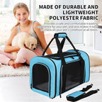 Carriers Soft-Sided Pet Carrier Large Carrier for Medium Large Cats Dogs Under 35Lbs,Breathable Ventilated Design,Collapsible Roomy Carrier with Airline Approved(X-Large,Blue)