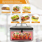 Aotto Portable Oven, Electric Lunch Box Food Heater - 12V/24V/110V 3-in-1 Car Food Warmer - Heated Lunch Box for Adults - Cook, Reheat & Keep Meals Warm for Car, Truck, Travel, Work, Home - Grey