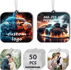 50PCS Custom Logo Bulk Car Air Fresheners, Wholesale Custom Double-Sided Car Air Fresheners with Photo Text Logo, Suitable for Truck and Car Drivers, as Well as Business Logos (50 Square)