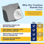 kingphenix Car Seat Cushion – Memory Foam Pad for Driving Comfort – Boosts Height and Relieves Coccyx & Lower Back Pain – Car, Truck, Office Chair (Leather Black & 4D Mesh Gray)